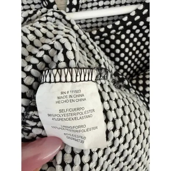 Sara Michele Black White Polka Dot Blouse Size Large Short Sleeve Top - Picture 5 of 7
